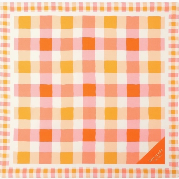 Kate Spade New York beach plaid cotton & silk scarf::NWT::